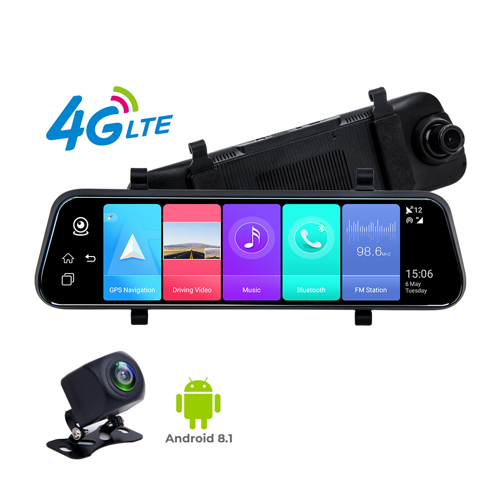 9.66 inch 4G dual Lens 2+16G rear view mirror dash cam
